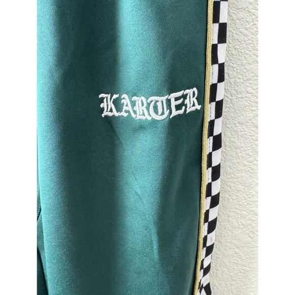 Karter Men's Green Checkered Track Pants With Zippers & Drawstring - Picture 2 of 3